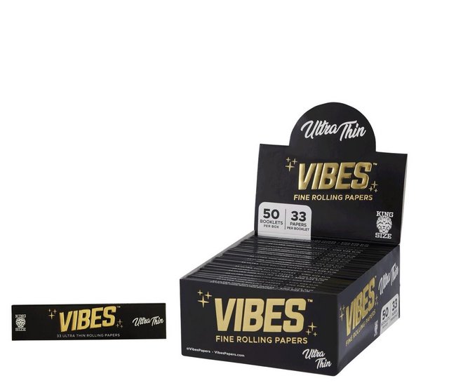 VIBES ULTRA THIN FINE ROLLING PAPERS KING SIZE 33CT BOX OF 50