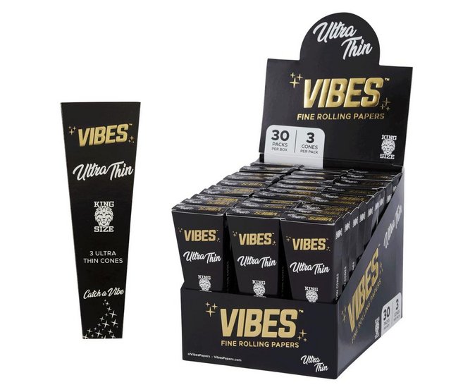 VIBES ULTRA THIN KING SIZE CONES 3CT BOX OF 30