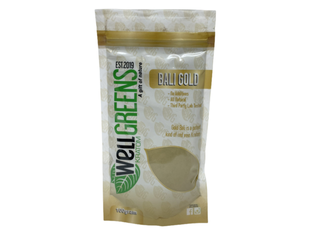 WELLGREENS KRATOM BALI GOLD 100GM POWDER BAG