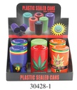 AIRTIGHT PLASTIC SAFE  CAN ASSORTED LEAF DESIGN 6CT 30428