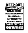 KEEP OUT GAMER AT PLAY TIN METAL POSTER