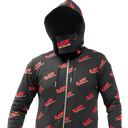 RAW HEATHER BLACK WITH RED LETTERING LIGHTWEIGHT HOODIE- XX LARGE