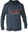 RAW HEATHER DARK GREY WITH RED LETTERING LIGHTWEIGHT HOODIE- LARGE