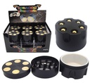 TOBACCO GRINDER 3 PART BLACK REVOLVER GRINDER 3 PARTS GR031-2BK BOX OF 12