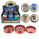 TOBACCO GRINDER 3 PARTS GLASS SEASHELL COLORS GR041-CGSS BOX OF 12