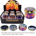 TOBACCO GRINDER RAINBOW COLOR WITH BLING BLING ON CAP 4 PARTS GR161-55RBBB BOX OF 6