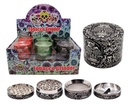 TOBACCO GRINDER UV PAINTING CHROME SKULL COLOR 4 PARTS GR174-50SK BOX OF 12