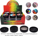 TOBACCO GRINDER UV PRINT YING YANG DESIGN 4 PARTS GR155-50YY BOX OF 12